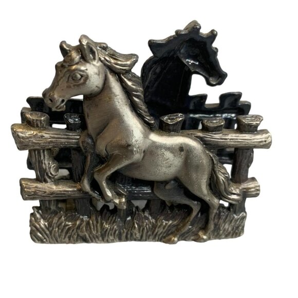 MT Accents Other - MT Accents Antique Napkin Holder Tin Heavy Horse 2.75 in Length x 2.5 in Tall V